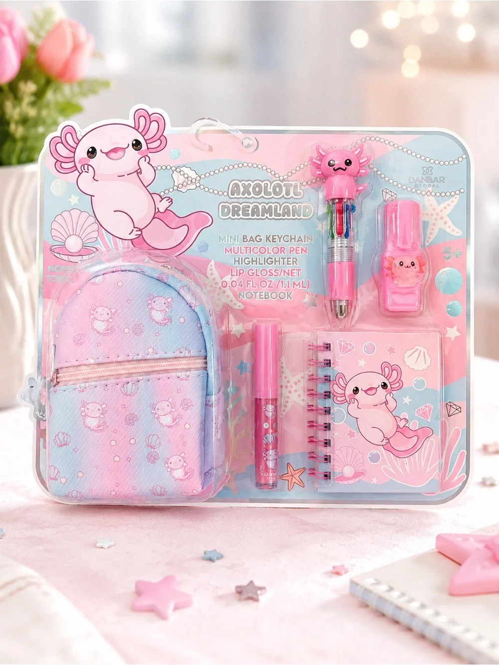 Axolotl Dreamland Stationery Gift Set Mini Backpack Notebook Pen Kawaii